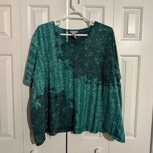 Catherines Green Floral Blouse